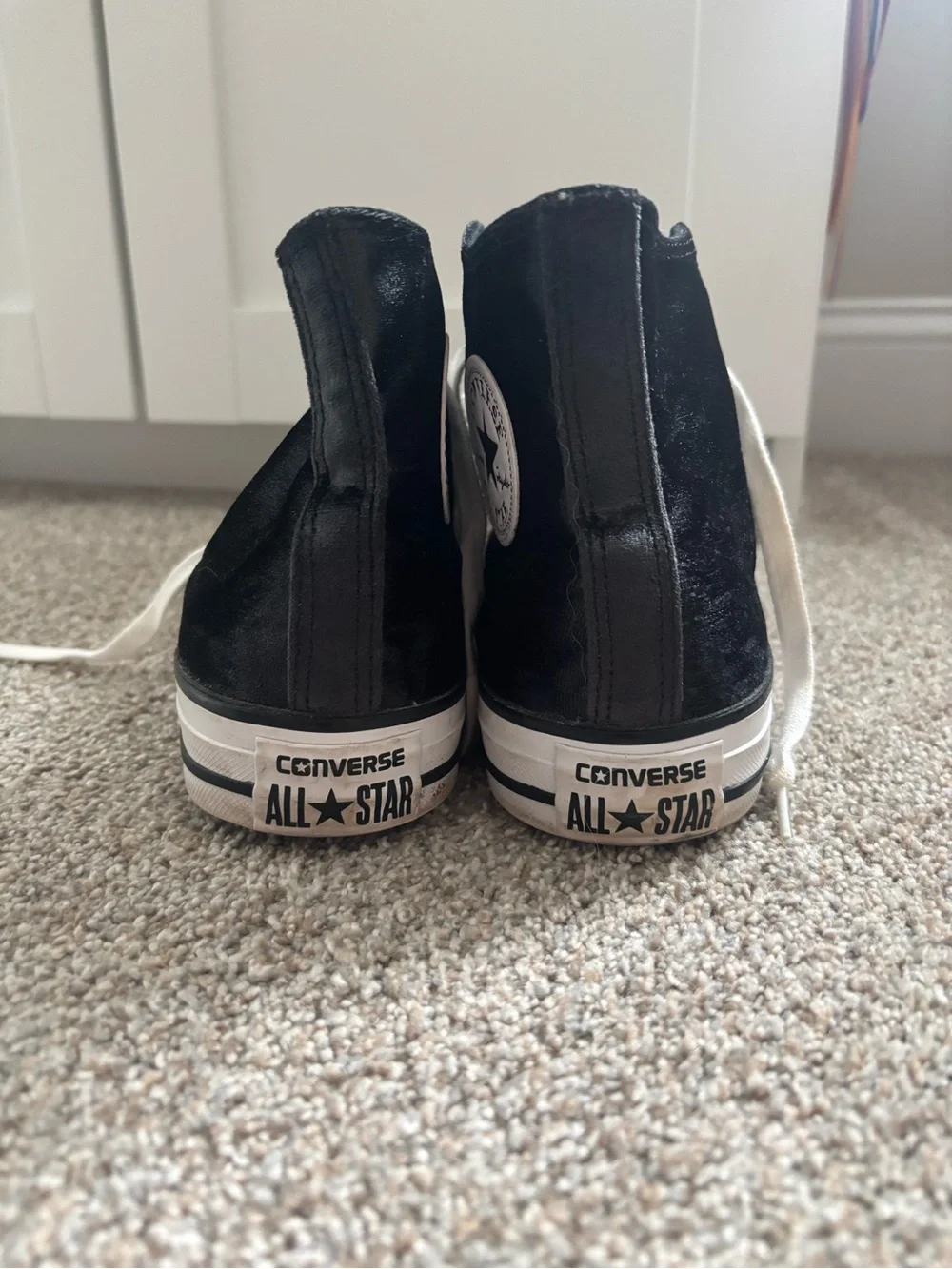 Converse Velvet High Top Sneakers - Black & White